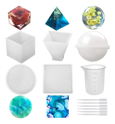 Silicona Moldes De Fundición De Resina Esfera Cubo Pirámide