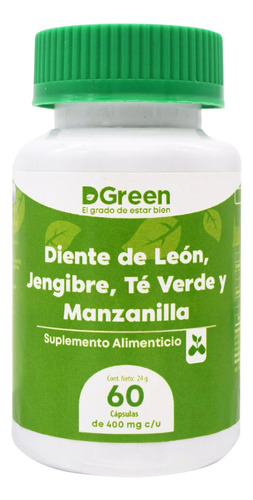 Diente De León Jengibre Té Verde Manzanilla 60 Cap Dgreen Sabor Sin Sabor