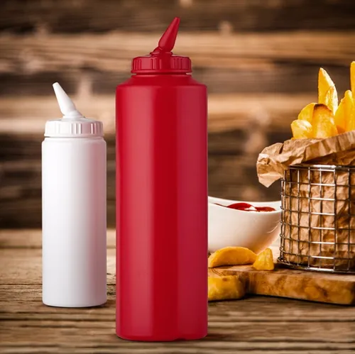Pote Para Salsas Dispensador Mayonesa Ketchup 750 Ml Color Rojo