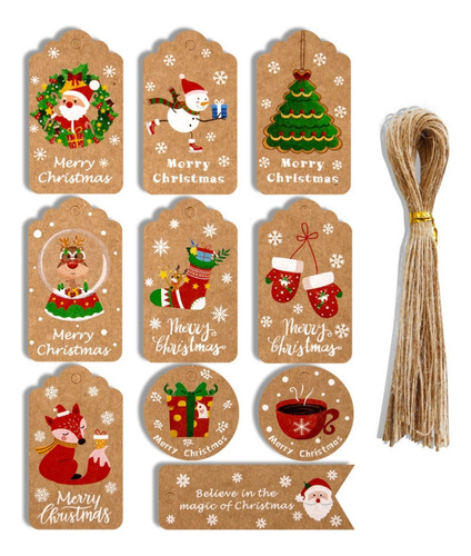 Series 5 2 Packs 50pcs/set Christmas Kraft Paper Tags