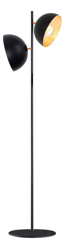 Lampara De Pie 2 Luces Campana Moderna Orientable Led E27 Estructura Negro Pantalla Negro/cobre