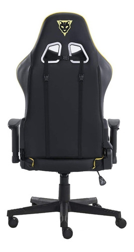 Silla Gamer Ergonómica Reclinable Ocelot Gaming OGS-02 de piel sintetica negra con amarillo brazos 2D piston clase 4 soporta hasta 150 kg con cojin lumbar y cervical
