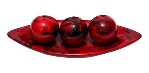 Barca Centro Mesa 3 Esferas Em Cerâmica Premium - Red Black
