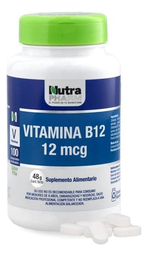 Vitamina B12 X100 Comp Masticables Sabor Piña / Nutrapharm 