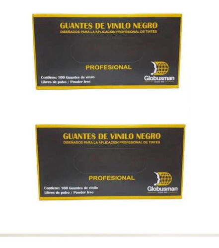 Guante Negro 2 Cajas De Vinilo Talla Mediana 200pz Globusman