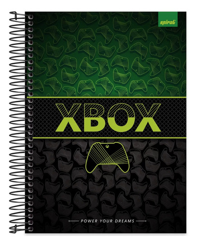 Caderno Capa Dura 10 Materias Xbox Escolar Spiral 160 Folhas Cor Preto 1