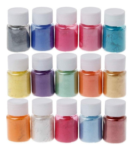 15 Colores En Polvo Y Tintes, Resina Epoxi, Perlas Naturales