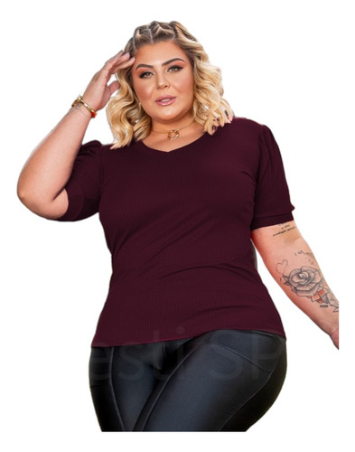 Blusa Feminina Manga Curta Plus Size 46 Ao 54 Diversas Cores