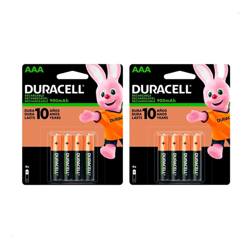 Pilas Recargables Duracell Aaa X8 Und 900mah 100 Recargas