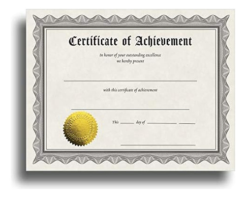 Certificate Of Achievement Certificate Paper With Embos...