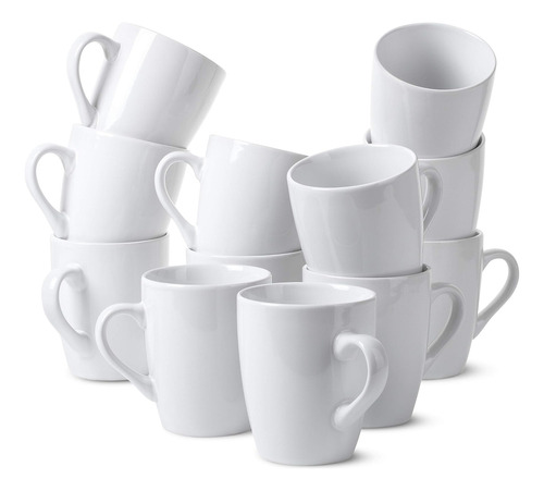 Btat- Tazas De Café Blancas, Juego De 12, 12 Oz, Juego De Ta