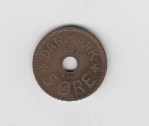 Moneda Dinamarca 5 Ore 1927 Muy Buena