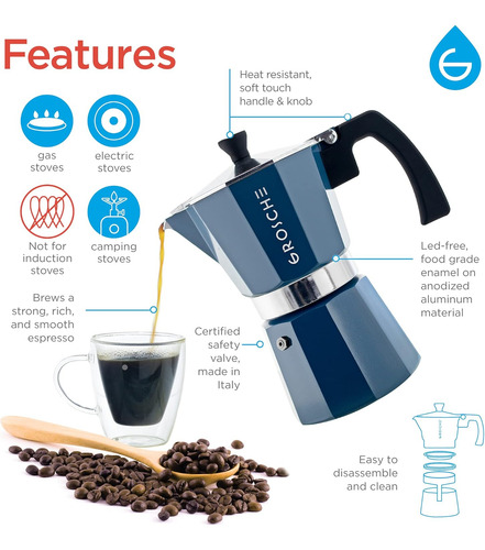 Cafetera De Café Espresso Grosche Milano Moka Pot 3 Espre...