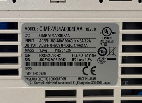 Yaskawa Cimr-vu4a0004faa Variador De Frecuencia