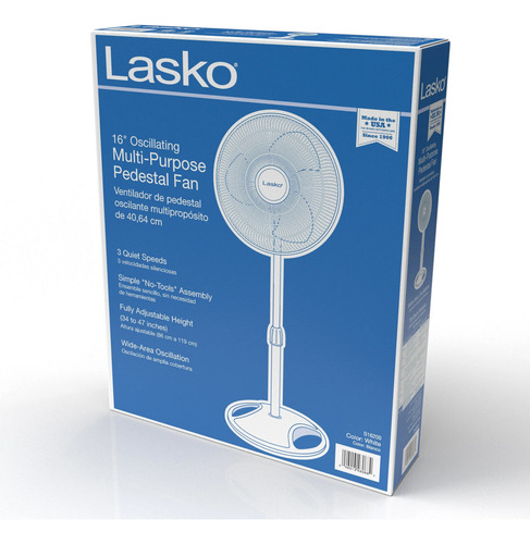 Ventilador Lasko Pedestal Ajustable 16 S16200 Blanco 3 Vel