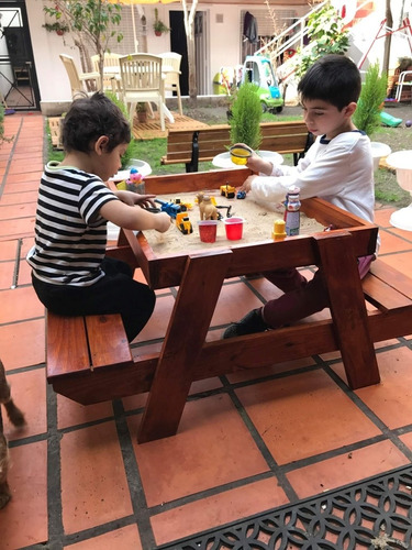 Imagen 3 de 8 de Mesa Arenera Infantil De Madera Pintado