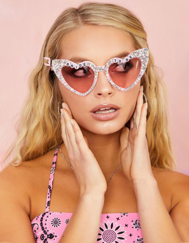 Óculos De Sol Justotry Bride To Be Heart Shape Pink Com Stra