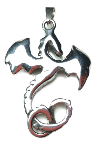 Dije Dragon Grande Macizo Acero Quirurgi C/llaver (p3) Color Plateado