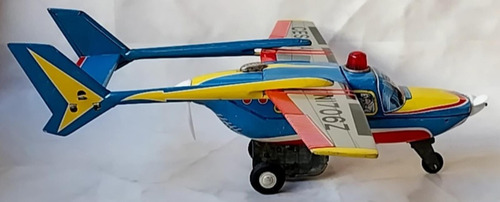 Brinquedo De Lata A Pilhas - Avião Cessna Skymaster Azul E Amarelo (Usado)