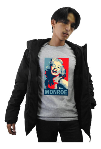 Playera Gris Unisex De Marilin Monroe Cuello Redondo 