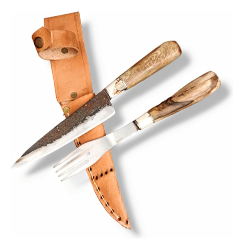 Juego De Cuchillo Y Tenedor Disco Arado 14cm Asta Y Madera