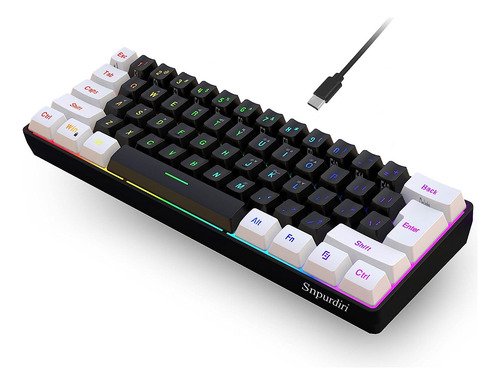 Snpurdiri 60% Teclado De Juego Con Cable, Pequeño Teclado...