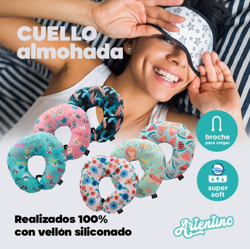 Imagen 2 de 6 de Cuello Viaje Almohada Infantil Hombre Mujer Vellon Silicona