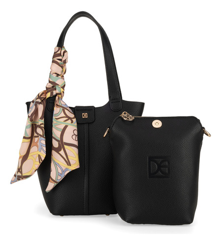Bolsa Tote Cloe Ixinali Mediano Color Negro
