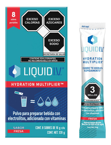 Liquid I.v. Bebida Hidratante Sabor Fresa 8 Sobres