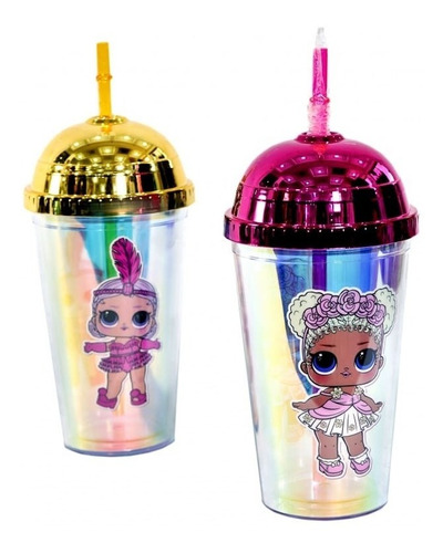 Vasos De Acrílico Con Sorbito Y Glitter 450 Ml Lol Ltf Shop