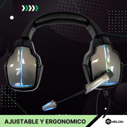 Imagen 8 de 10 de Auricular Gamer Melon Rgb Con Microfono Ajustable M9000