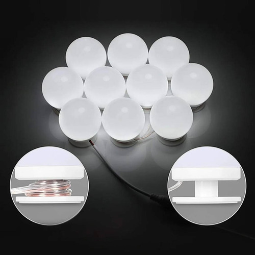 Imagen 3 de 10 de Luces Led Regulable Usb 3 Blancos Make Up Espejo Maquillaje