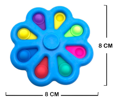 Imagen 2 de 7 de Pop It Spinner Flor 2 En 1 Antiestres Bubble 8 Puntas