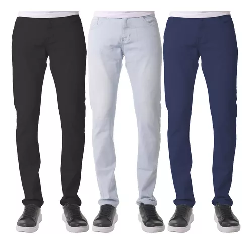 Kit 3 Calças Jeans Masculina Slim Com Lycra