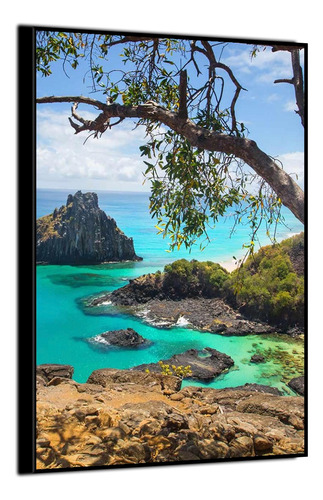 Quadro Decorativo Sala Ilha Fernando Noronha Grande Moldura