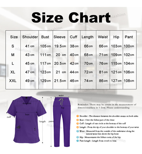 Uniforme Elástico Niaahinn Para Enfermeros Clínicos De Hospi