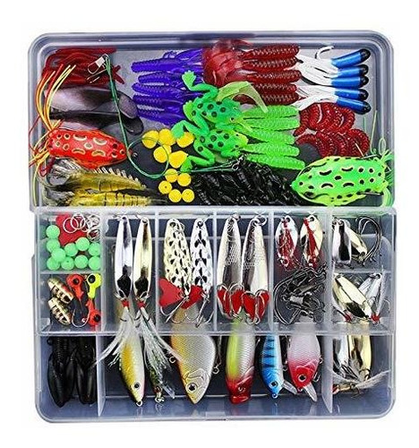 141pcs Set Fishing Lure Kit Hooks Crankbait Plastic Jigs