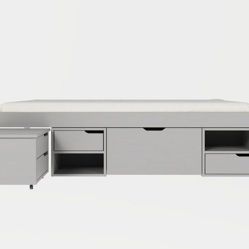 Cama Solteiro Madeira Maciça Com 3 Gavetas E 1 Mesa De Wt