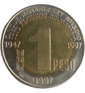 Moneda Argentina Evita 1 Pesos 1997 Imperdible (Usado)
