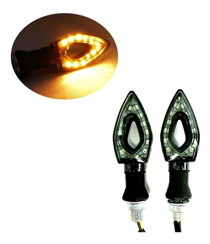 2 Piscas Seta Led Moto Vazado Preto Fazer Twister Cb500