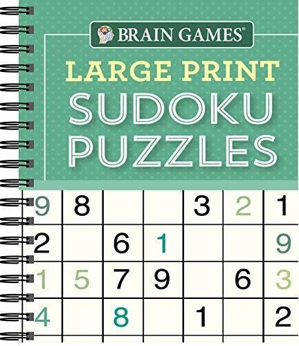 Book : Brain Games - Large Print Sudoku Puzzles (green) -..