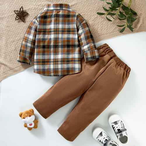 Conjunto Niño 1-4a: Camisa A Cuadros Y Pantalón Casual