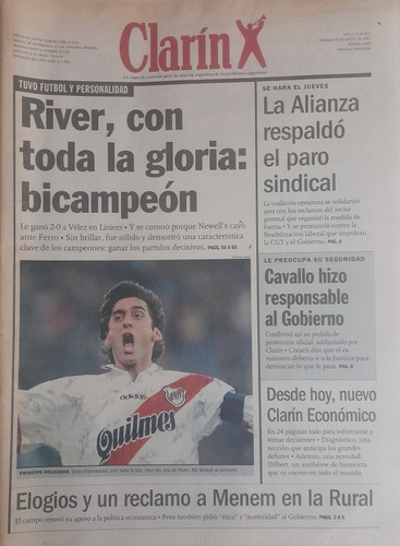 Clarin 10/8/1997 River Campeon Clausura 1997