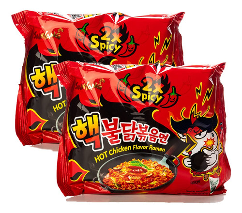 Fideos Ramen Coreano Sabor Pollo Extra Picante 2 Paquetes 28