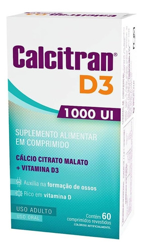 Calcio Calcitran D3 1000ui C/60 Comprimidos Sabor Without flavor