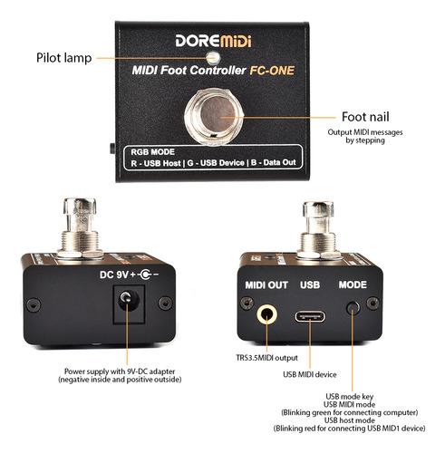 Pedal De Efectos Midi Doremidi Foot Controller Guitarra Eléc
