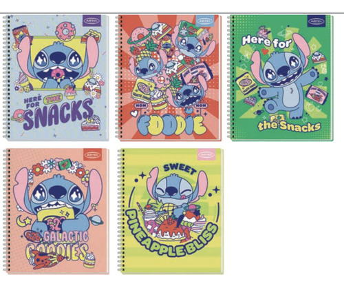 Pack 4 Cuadernos Stitch Marca Artel 150 Hojas 3 Materias