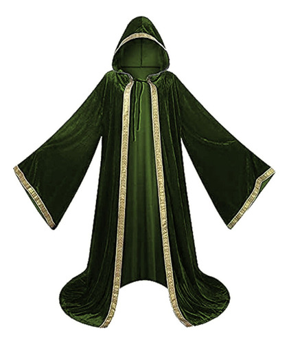 Capa Medieval Unisex De Terciopelo Con Capucha, Bruja,