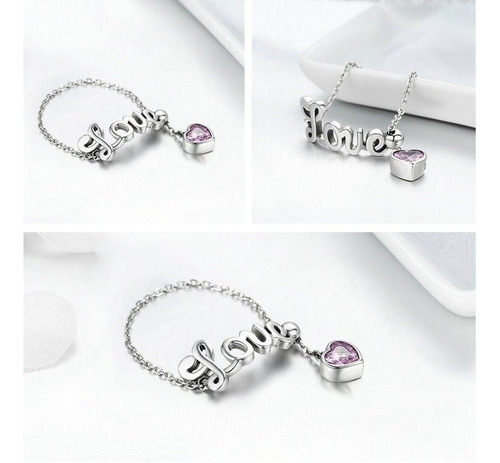 Anillo Para Mujer Ajustable Love Corazon En Plata 925