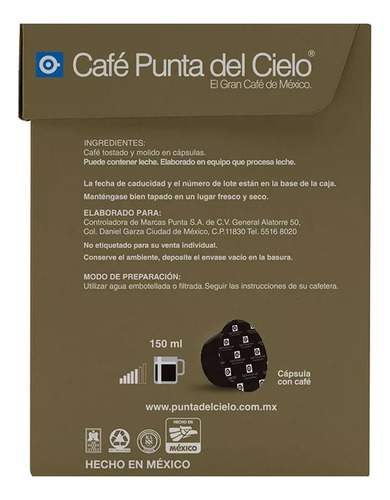 Cápsulas Café Punta Del Cielo Selección Profesional 16 Pzas